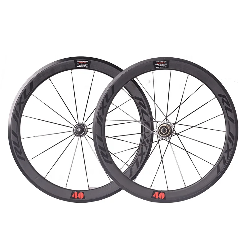 700C 20 inch 451 carbon fiber hub wheelset, foldable bicycle wheel set, open caliper V / C brake wheelset
