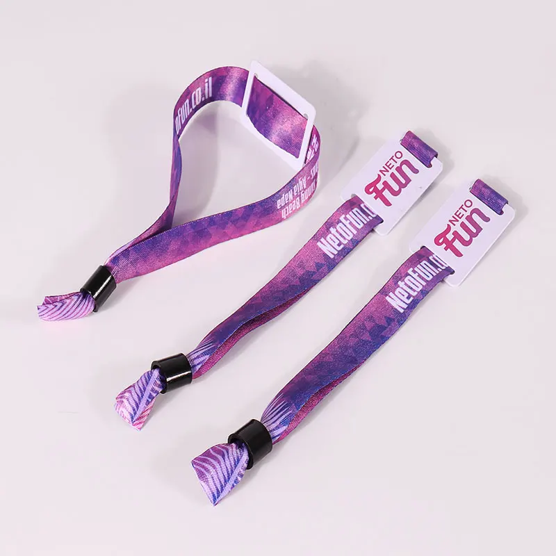 Custom wedding party Polyester cloth satin bracelet party wristband with reusable lock for event festival