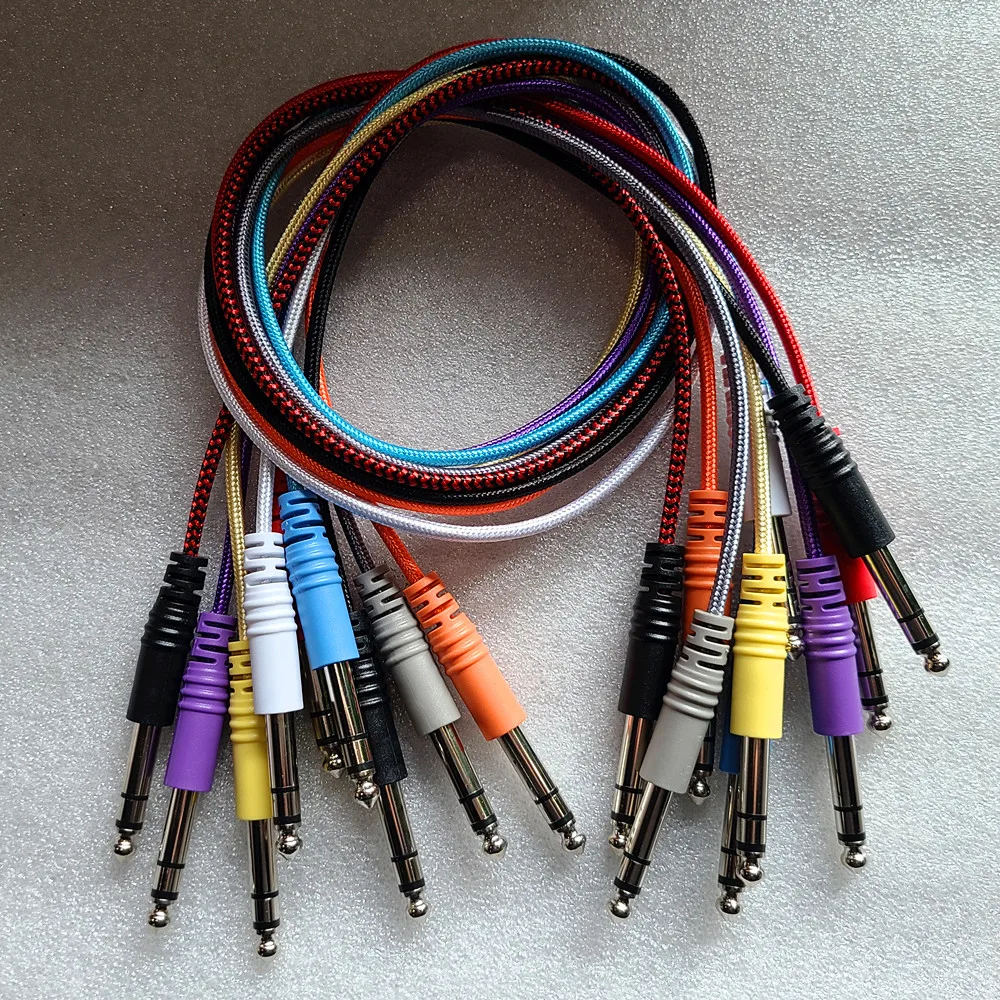 Colorful nylon braided 6.35mm(1/4) TRS to 6.35mm(1/4) TRS Stereo Audio Cable  Male to Male Guitar Cable
