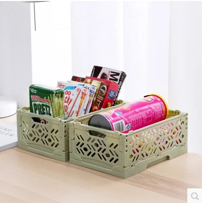 Folding Plastic Storage Box for Clothes Cosmetic Toy  Office desktop plastic folding storage box basket
