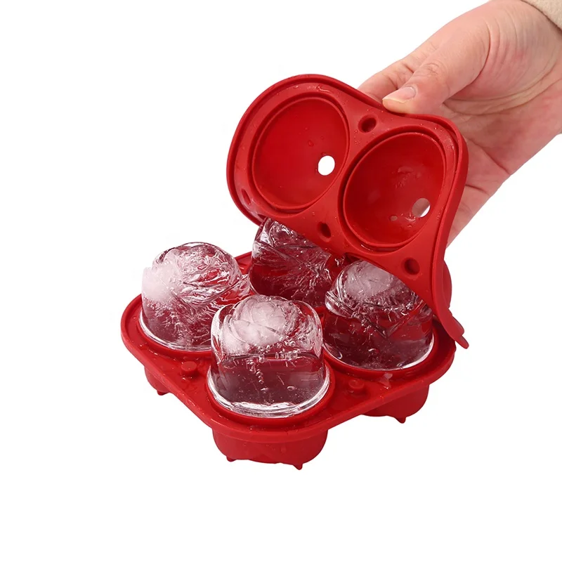 New Arrivals Food Grade 4 Cavities 3d Rose Shape silicone Ice cube Tray Silicone ice Cube tools Mold