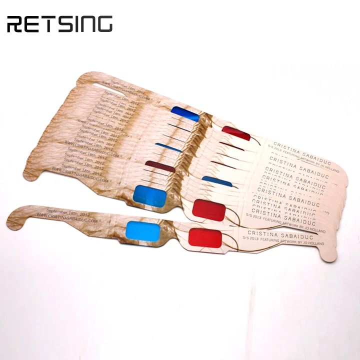 Red Blue Lens Cardboard 3D Digital Glasses for Videos, Movies