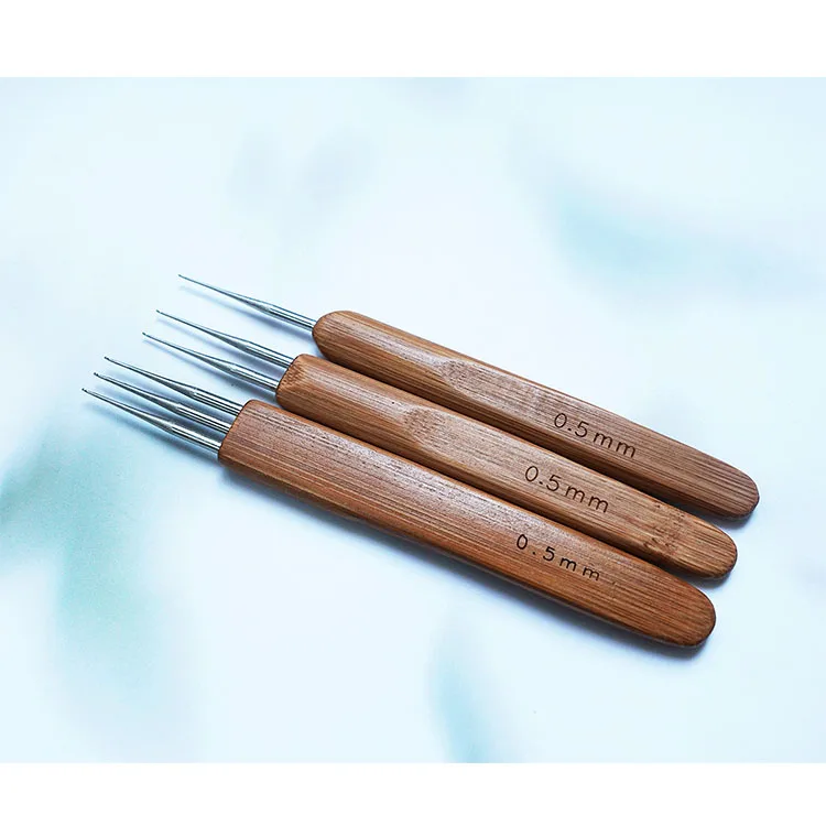 Bamboo hair fashion crochet accessory tools handle high quality crochet hair lock knitting needles