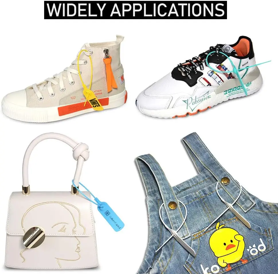 Classic Design Logo Customized Printing Logo Tag Disposable Plastic Garment Security Seals Tags Zip Tie Custom Tags