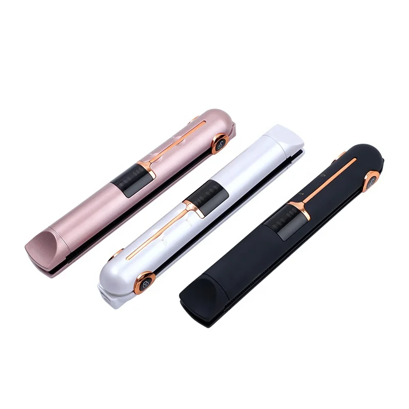 Salon Portable LED Display Mini Travel Electric USB Flat Irons Rechargeable Cordless Wireless Hair Straightener