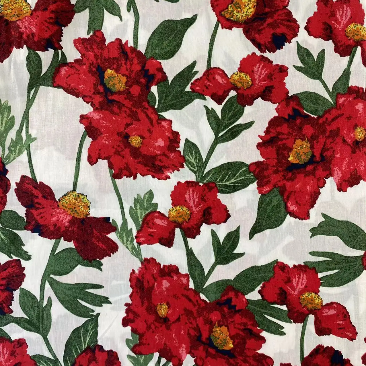 Hot Selling Flower Pattern 100% Pure Cotton Poplin Custom Printed Cut Piece Floral Woven Cotton Fabric for Dress and Skirts
