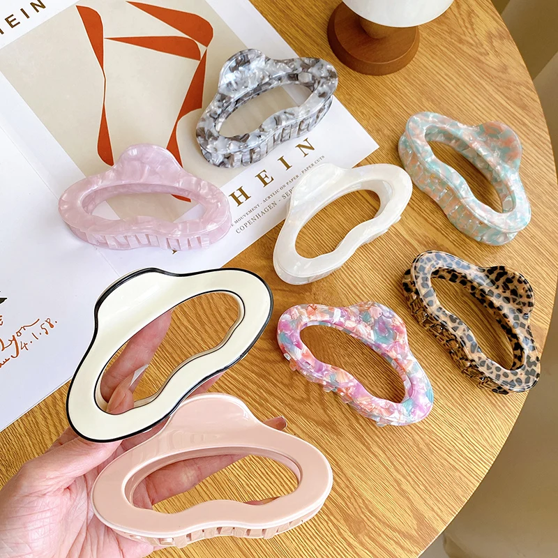 4mm Thickened Cellulose Acetate Large Size 11cm Leopard Hair Claw Clip Nonslip Marble Circle Claws Clip for Thick Hair