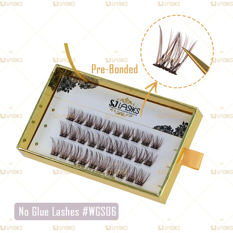 new styles DIY lash no glue self adhesive lashes faux mink cluster lash reusable self adhesive eyelashes