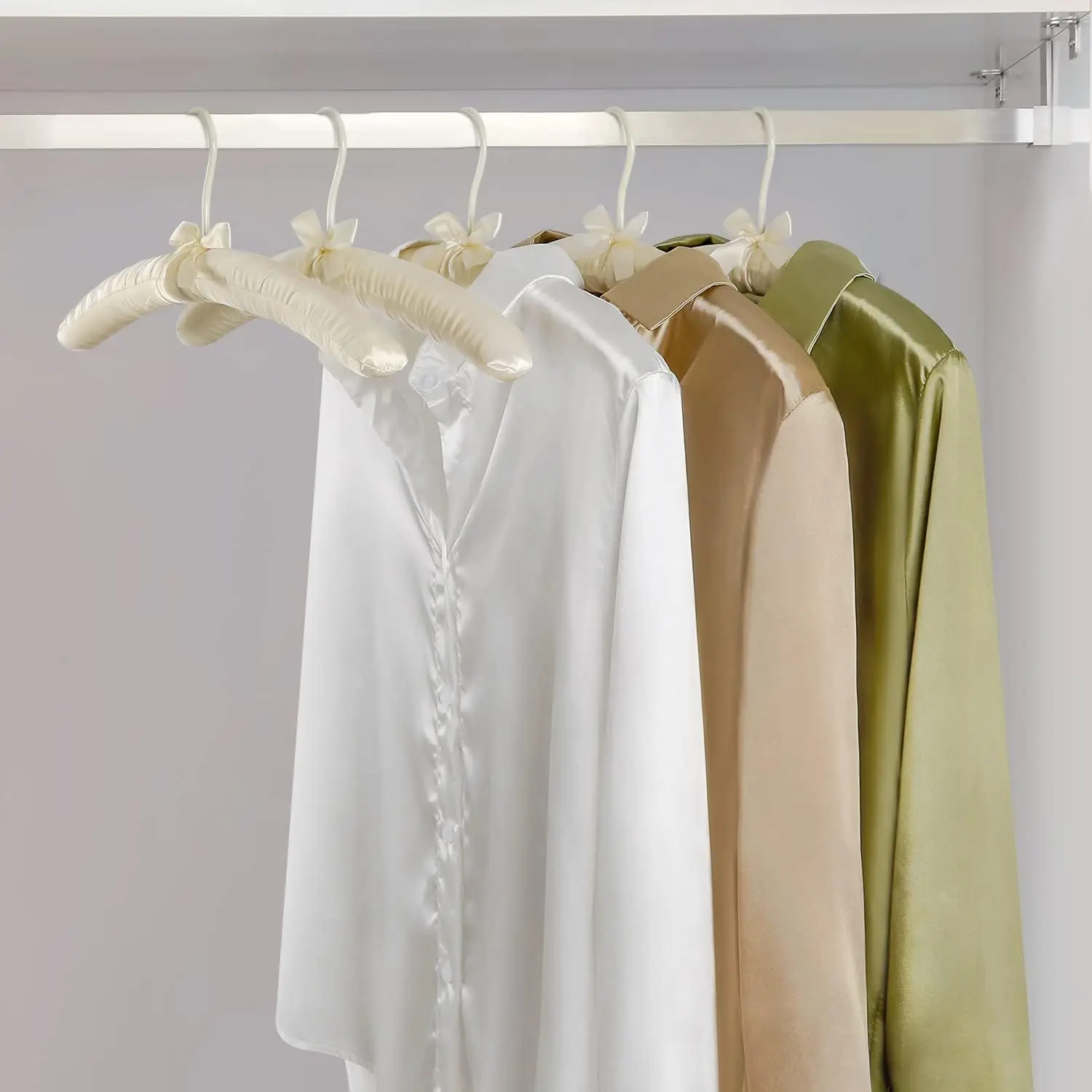 Padded Hangers for Women Clothing 17-inch Satin Hangers 10 Pack Thick Foam Padded No Shoulder Bump