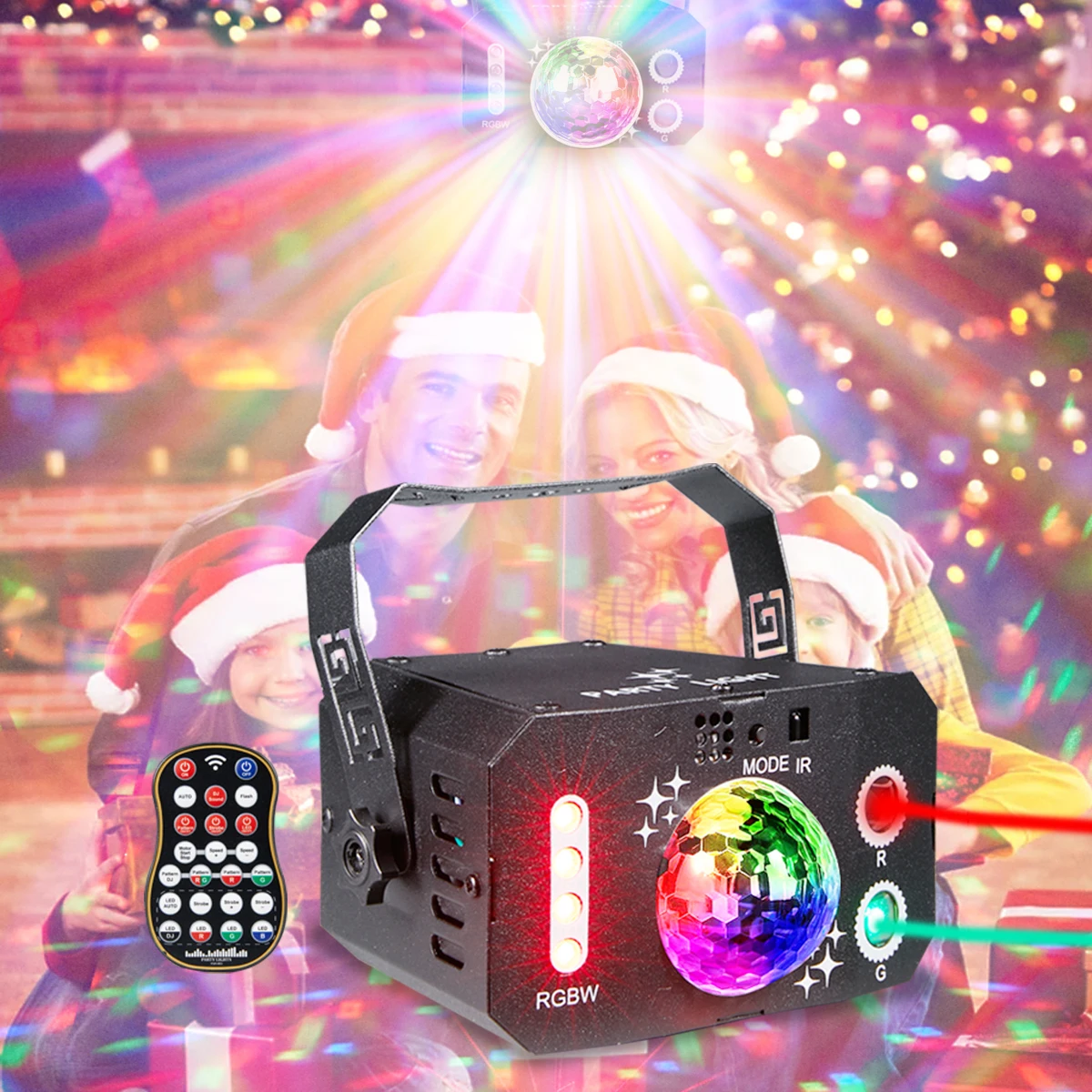 Remote Control 7-Lens Disco Ball Strobe Light 2M USB Voice-Activated Christmas Lights Festivals Parties-Halloween Christmas Xmas