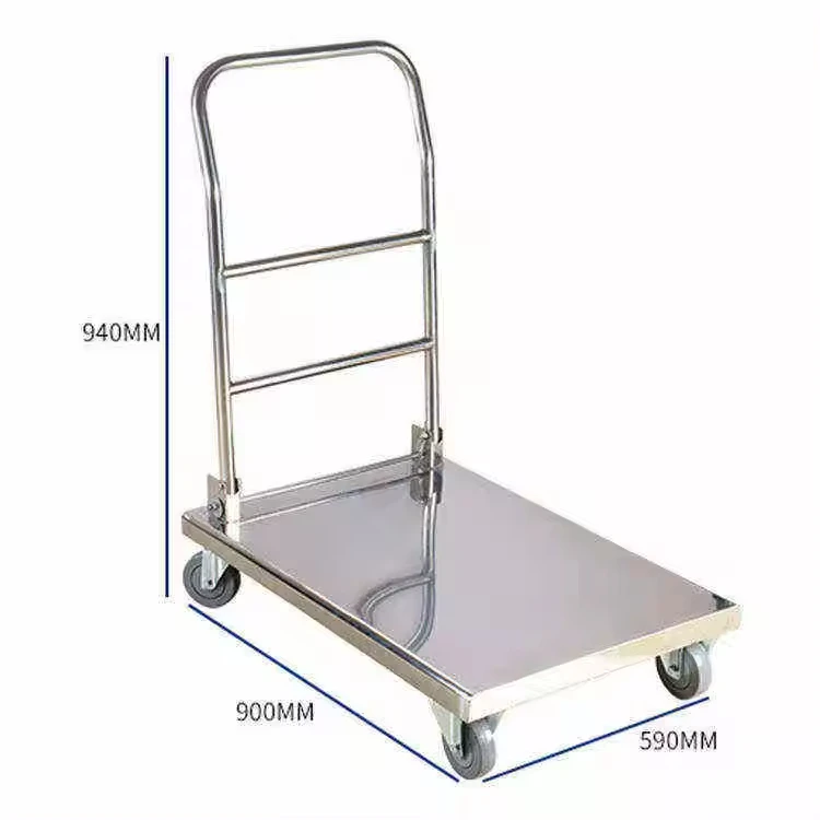 Multifunction Stainless Steel 150kg Heavy Duty Foldable Hand Push Platform Cart Trolley For industrial warehouse utility