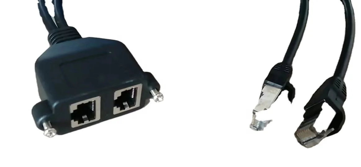 Двойной RJ45 Женский панельный удлинитель Cat5e Ethernet LAN Сетевой кабель 50