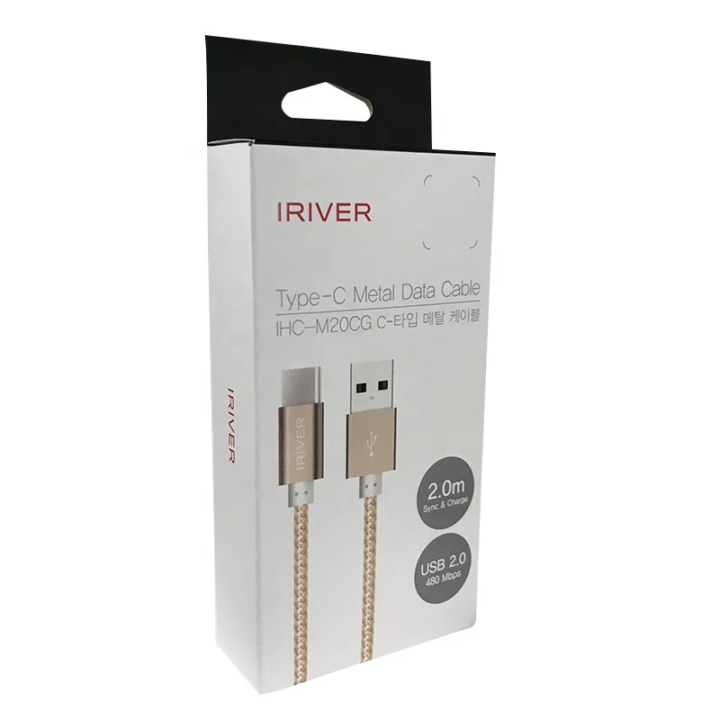 Recycled  Data Cables Paper Box Consumer Electronics Packaging with Clear PVC Window