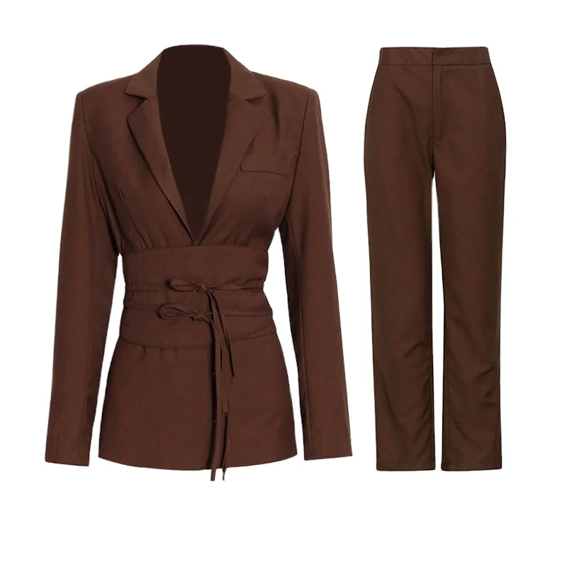 New Arrivals Fashion Waist Solid Color High Waist Straight Trousers lady business suits female