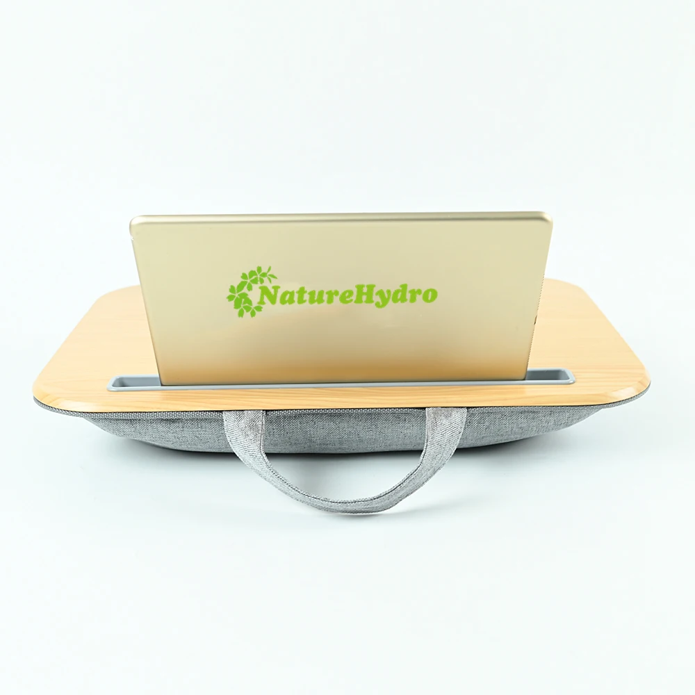 Chinese Factory Lap Top Computer Desk Wooden Panel Laptop Table with Soft Cushion for Bedroom