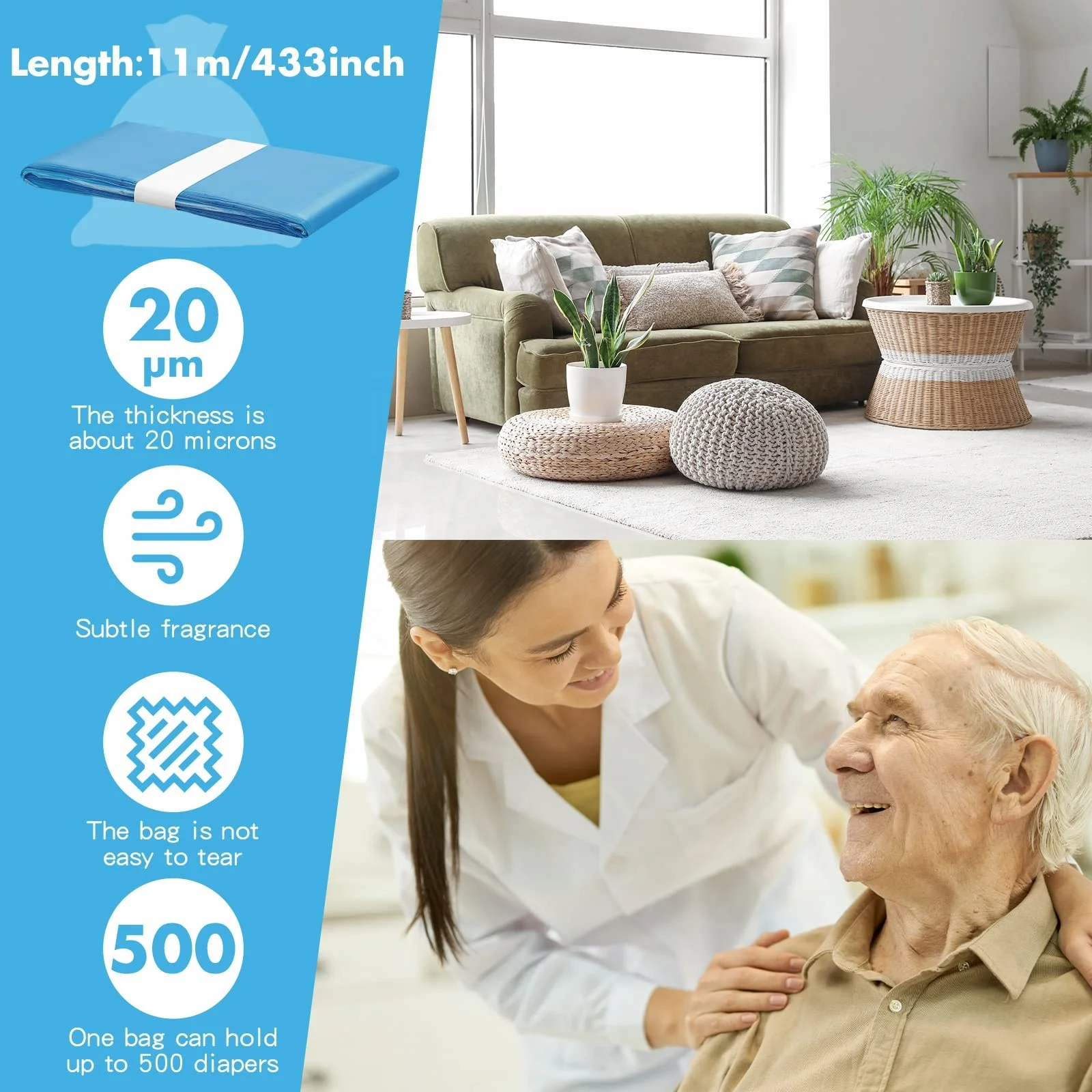 Factory Wholesale Compatible With LD Home Series Adult Diaper System Diaper Pail Liner Refills Bags