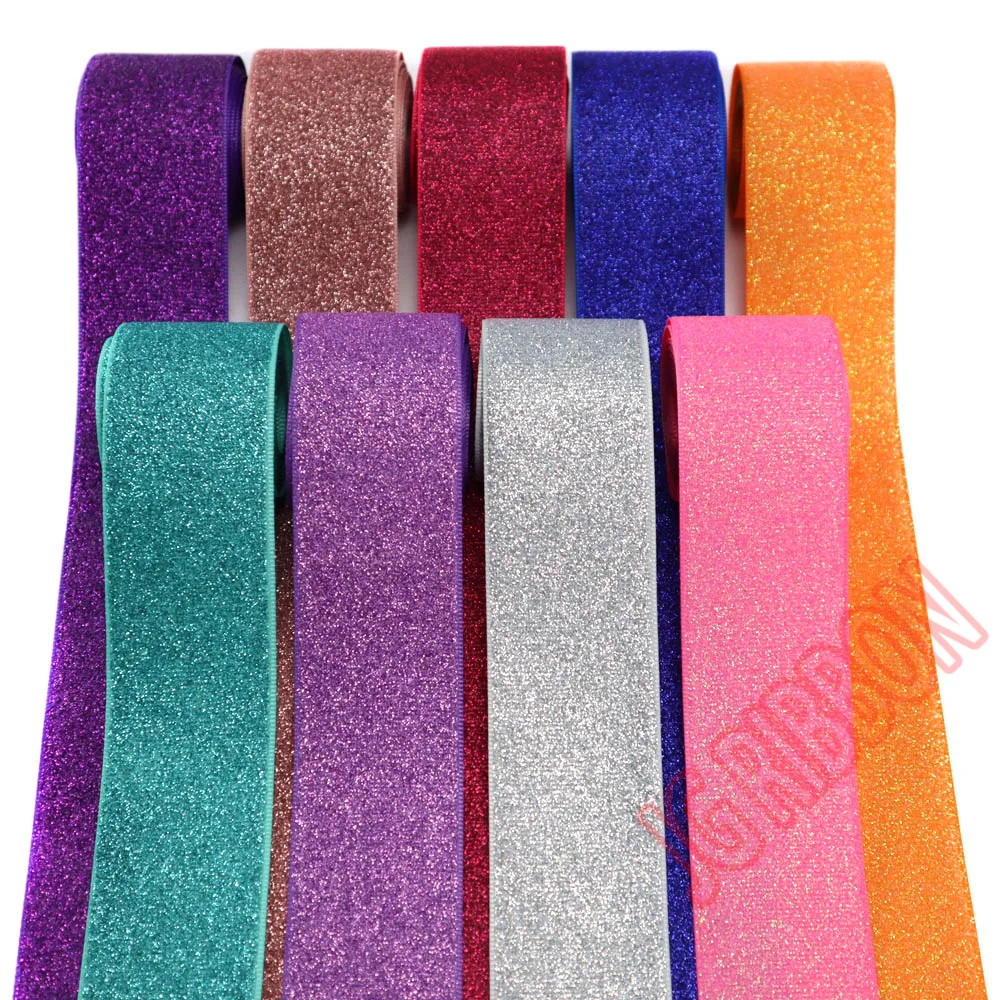 
1.5 inch 38mm soft glitter grosgrain satin ribbon for wedding decoration 