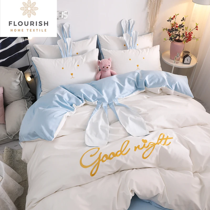 Flourish Oem/Odm King Size 100% Cotton Bedsheet Bedding Set Luxury cadar Juegos Sabanas De Cama Drap De Lit For Home Wholesale