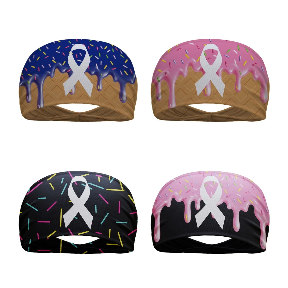 Ice Creamm Pink Headbands Wide Sports Headbands for Yoga Cycling Running Men Women sweatbands Custom logo design Head Bands