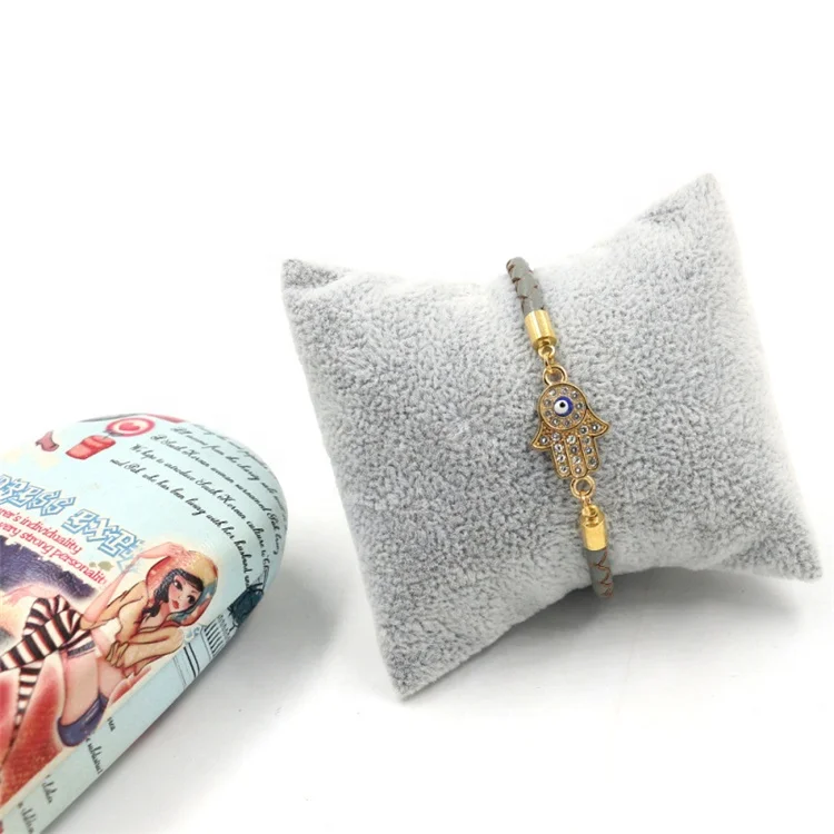 2021 Newest Jewelry Micro Pave Evils Eyes Palm Charm Adjustable Bracelets Braided Leather Couple Bracelet