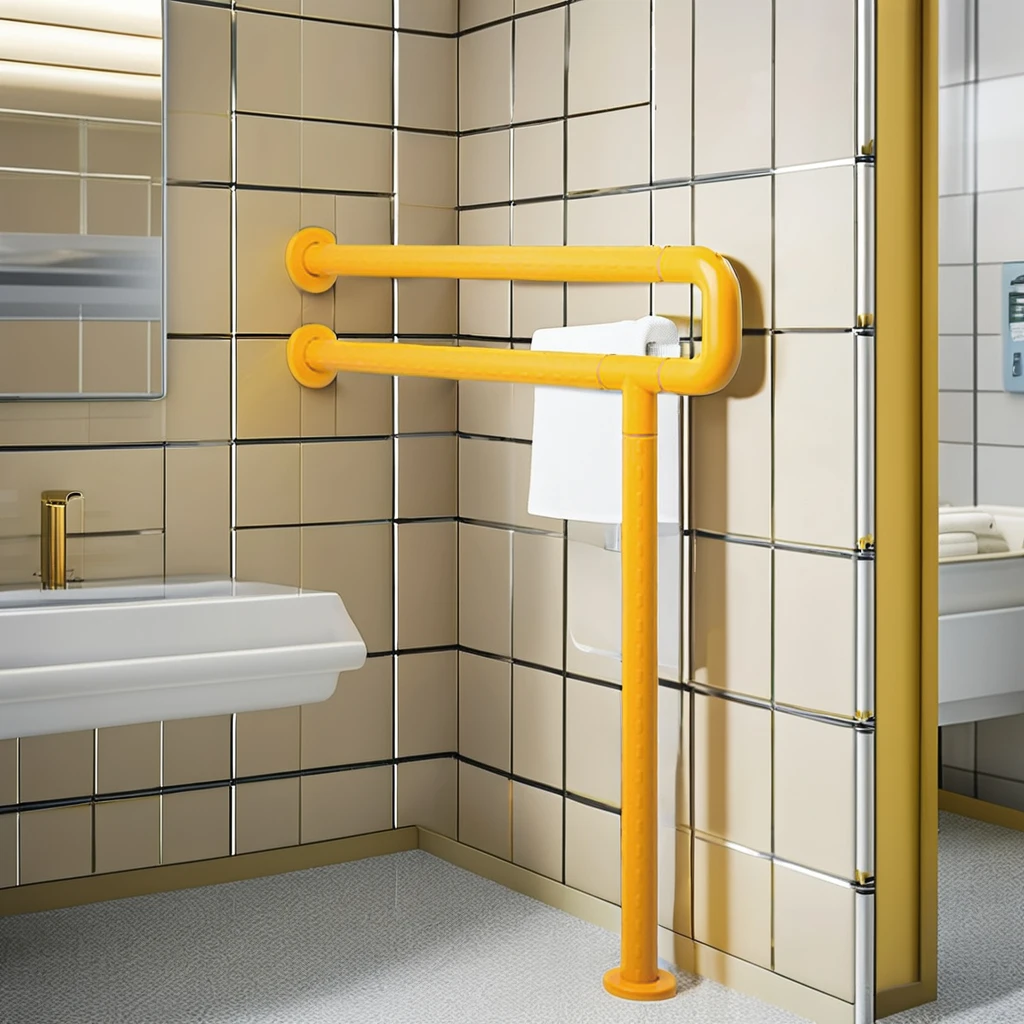 Toilet Safety Handrail Grab Rod ABS Barrier-Free Nylon Handrail for Disabled Elderly Hospital Use-for Bathroom and Shower