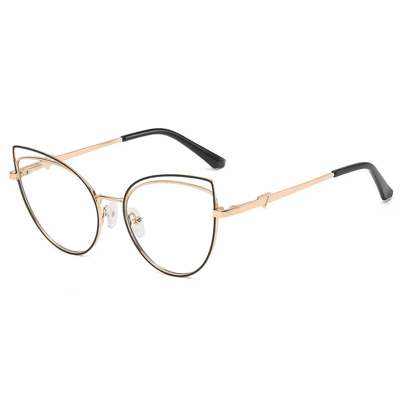 2022 European and American trend flat lens spring hinge optical frames anti blue light glasses fashion luxury cat eye glasses