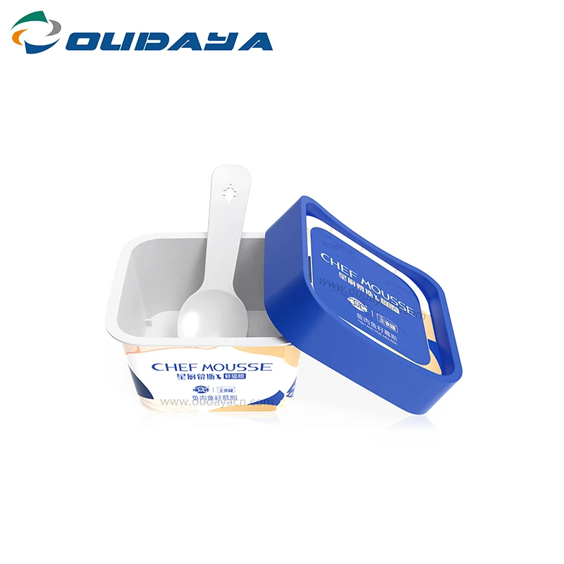 Freezer Safe Customized PET Dog Cat Animal Food Snacks Cup in Mold Label Spoon and Lid