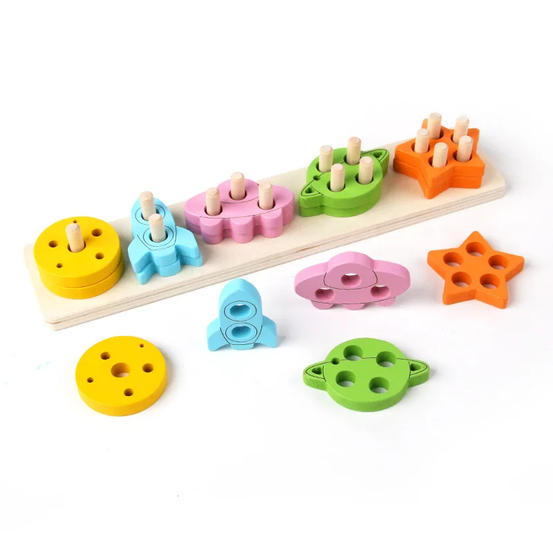 Custom Multi-style Montessori Wooden Geometric Shape Color Cognition Matching Puzzle Early Educational Learning Toy for Children