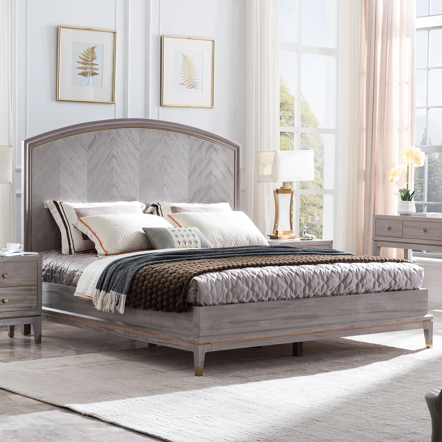 Welliton OEM ODM мебель в итальянском стиле, квартира, гостиница, вилла, Современная двуспальная кровать