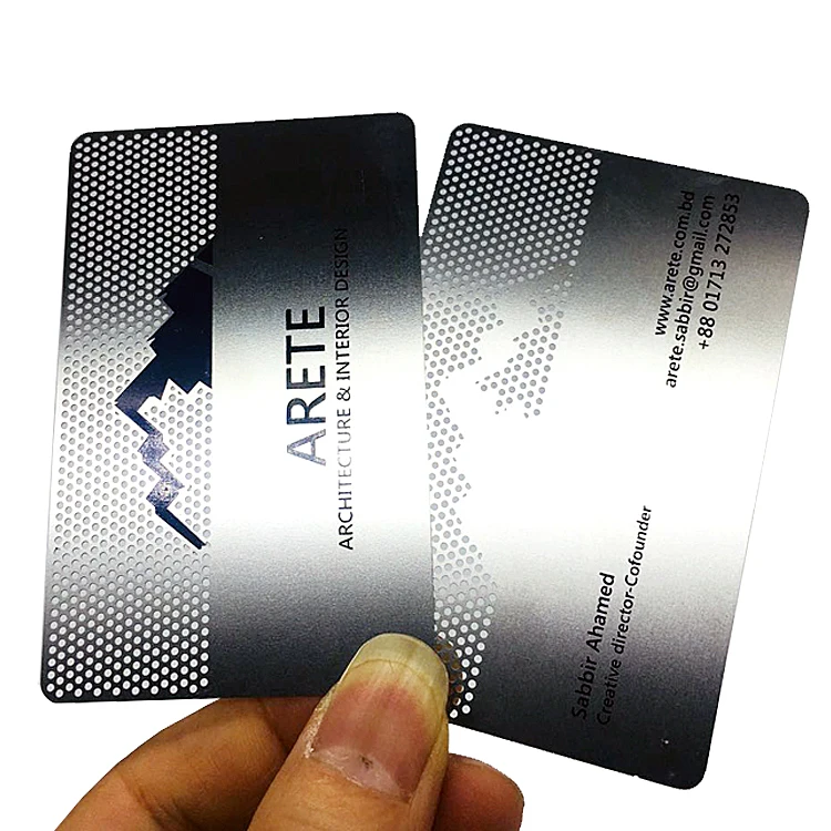 High Quality Customized Printed  Brand Name Logo Laser Cut Metal Business Card Laser Engraved Metal Card Business