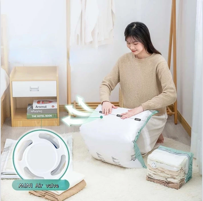 Valve Clothes Bedding Storage with Hand Pump Vacuum Sealer Bags