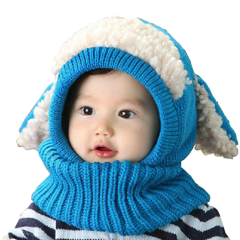 Wholesale Children Kids Cute Lovely Animal Wool Knitting  Winter Hat with Scarf
