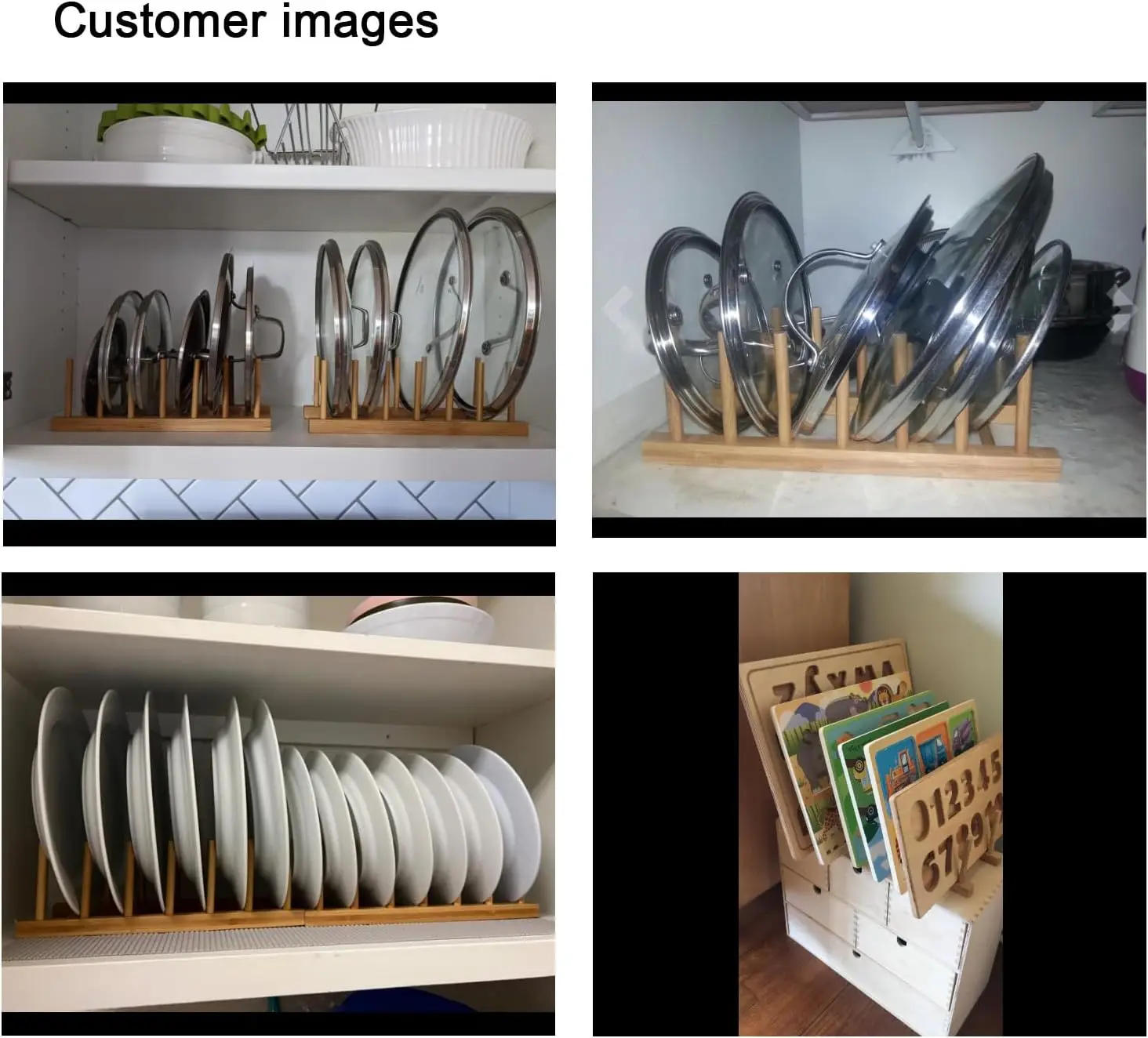 Bamboo Wooden Plate Racks Dish Stand Holder Kitchen Storage Cabinet Organizer for Dish/Plate/Bowl/Cup/Pot Lid/Cutting Board