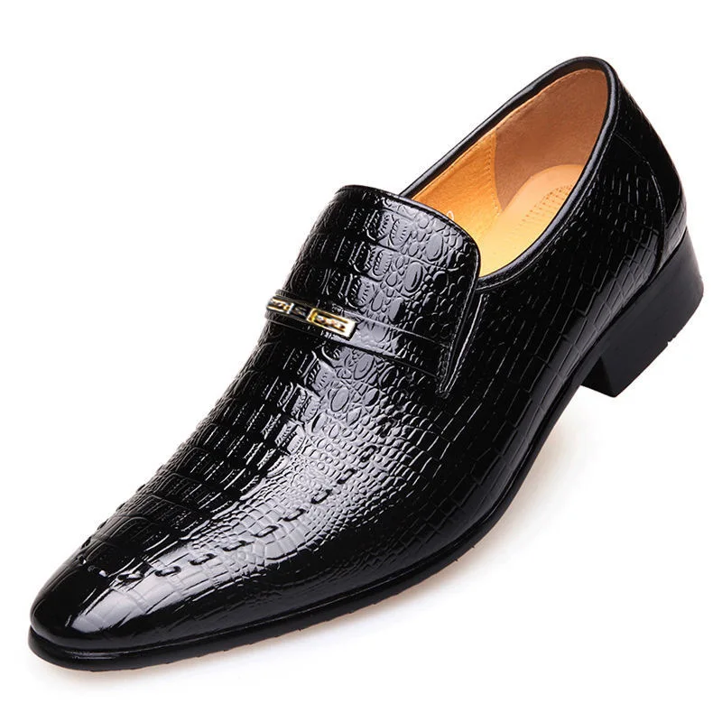 New Arrivals Mens Alligator Pattern Casual Slip On Leather Loafers Wedding Business Dress Shoes