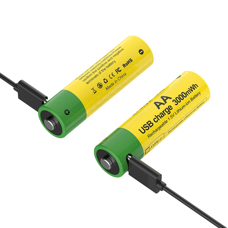 USB Rechargeable batteries 1.5V 1.6V lithium 1800mwh  3000MWH Chargeable batteries  1.5v  AA AAA USB  C Type battery