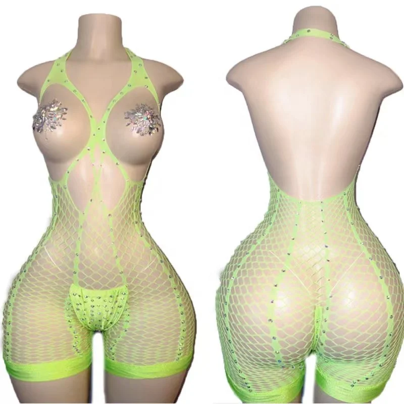 Vadulyer Wholesales Exotic Dancewear Stripper Outfit Rhinestone One-piece