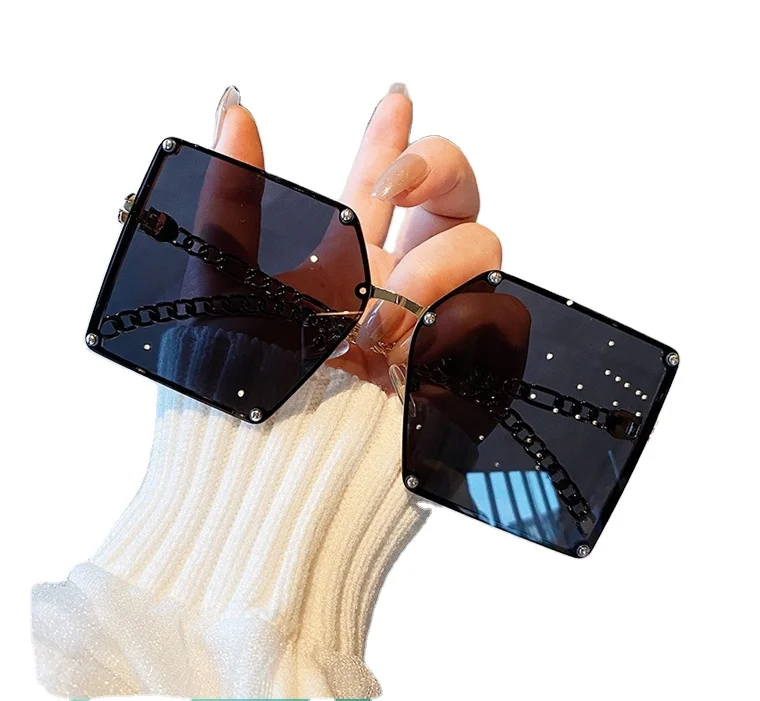 NEW Eyewear glass chain arms sun shades rivet square elegant luxury sunglasses women Fashion Jewelry frames for eye glasses