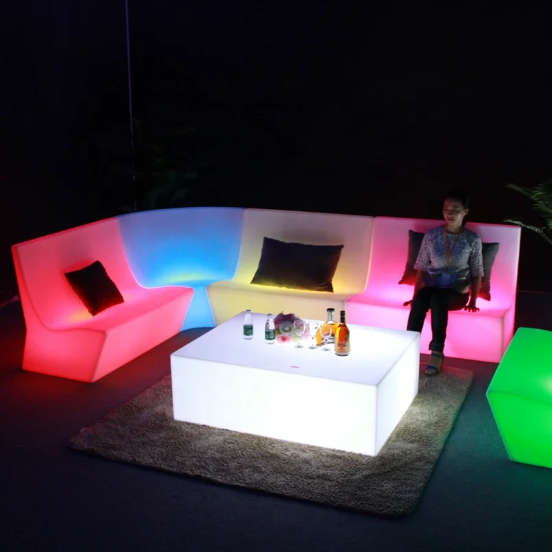 Modern Plastic LED Illuminated Bar Counter Portable Luminous Cocktail Table for Outdoor Hotel Club Use