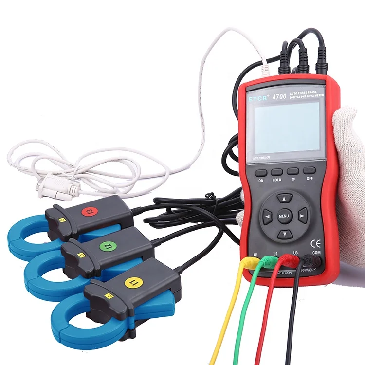ETCR4320 Three Phase Digital Phase Volt-Ampere Meter AC 0.00V-600V/AC 0mA-600A/0.0W-240kW