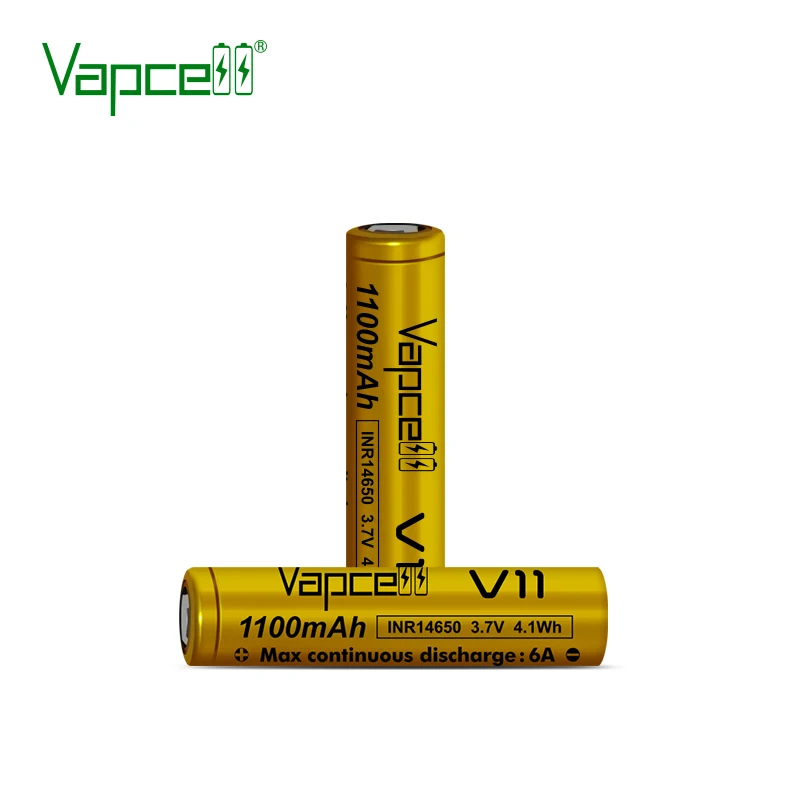 Vapcell original ICR14650 1100mah 6A li ion battery flat / button top 14650 Rechargeable Batteries For Flashlight
