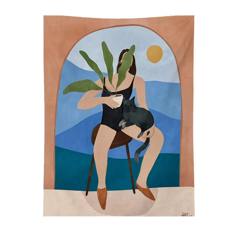 Customizable Nordic geometric abstract yoga leisure beach background cloth hang tapestry wall decoration poster hanging painting