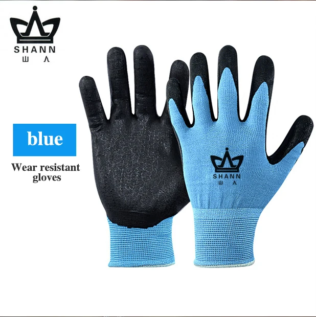 Industrial Heavy Duty Construction Nylon Rubber Coated Wrinkle Palm Construction Saftey Working Gloves for Hand Protective