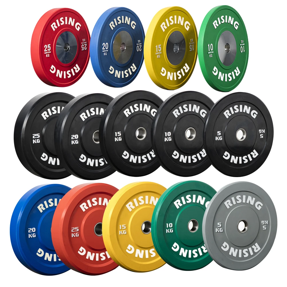 Rising Gym Rubber Weight Plate Weight lifting 20kg Barbell olimpic Competition Bumper Plates