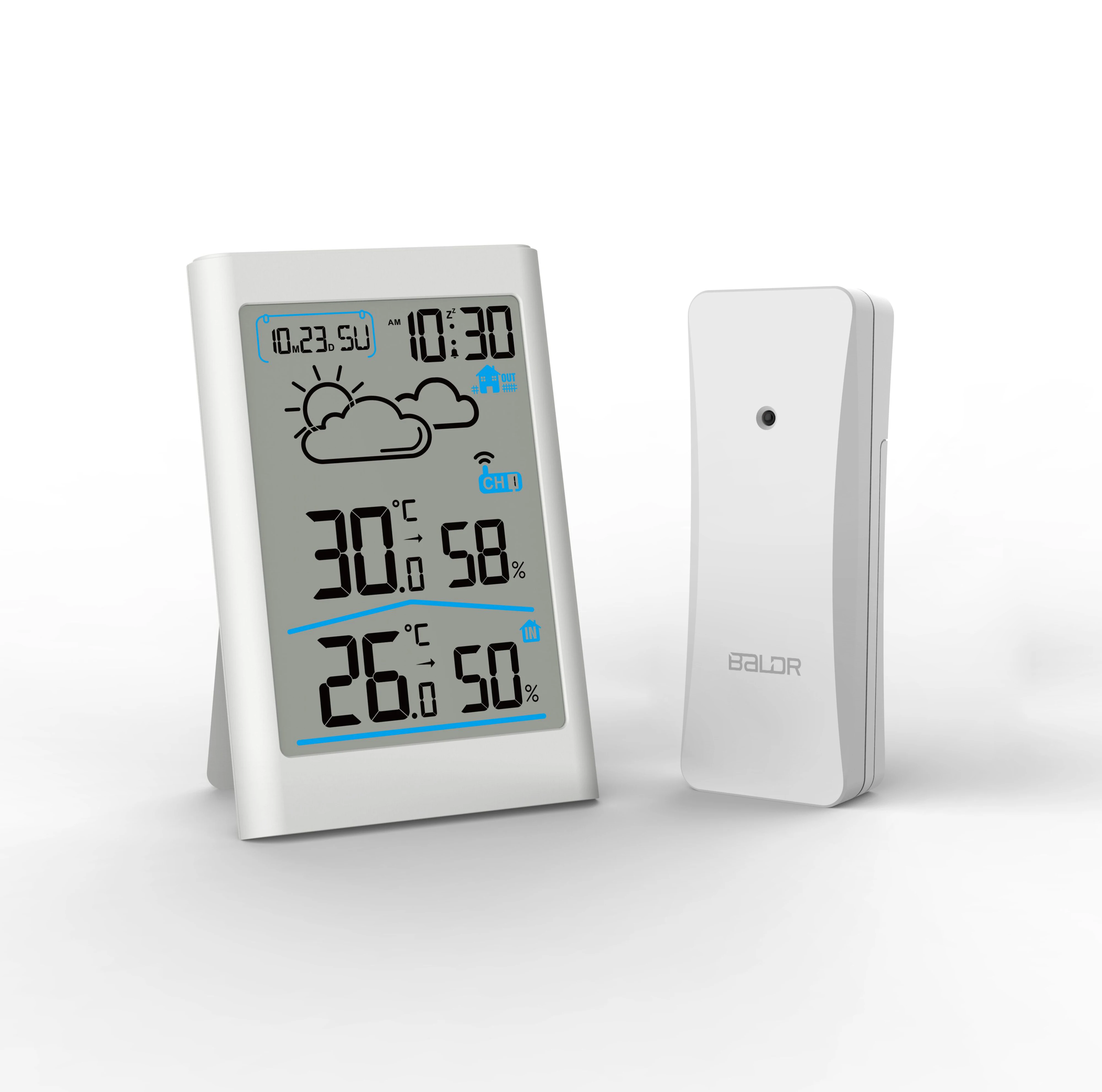 WEATHER STATION WITH OUTDOOR SENSOR COMPACT INDOOR  HYGROMETER THERMOMETER