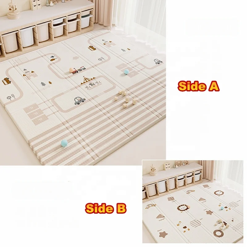 Double-sided color printing Unisex XPE Large Foldable Baby Play Mat Soft Educational Toy for Crawling and Picnics Foam Material