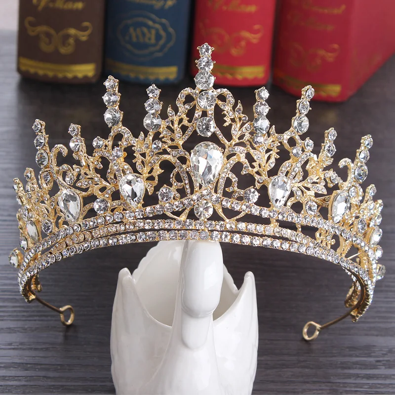 Crown wedding tiara Europe and America fashion style High Quality Baroque rhinestones bride queen princess crown wedding tiara