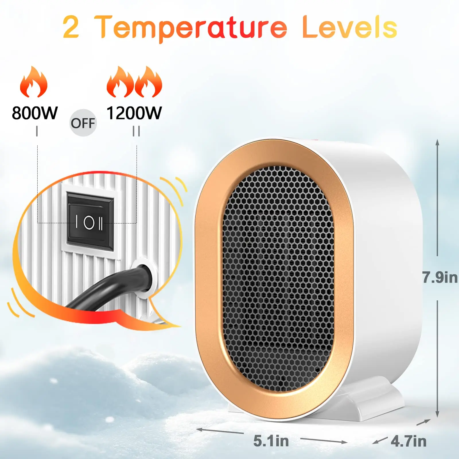 Maist Hot Selling Portable Fan Heater 220V 1200W PTC Home  Electric  Room Fan Heater Ventilation Fan Rv Heat