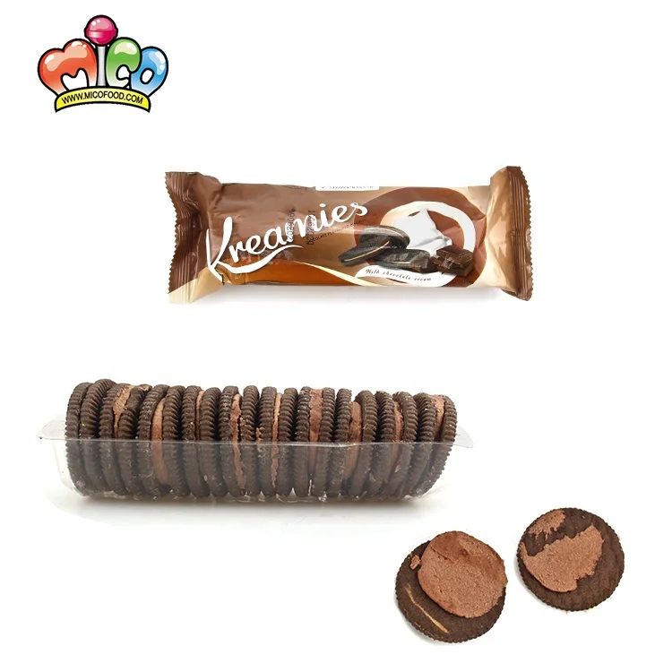 2020 New Yummy Halal Chocolate Flavor Sandwich Black Biscuit And Cookies