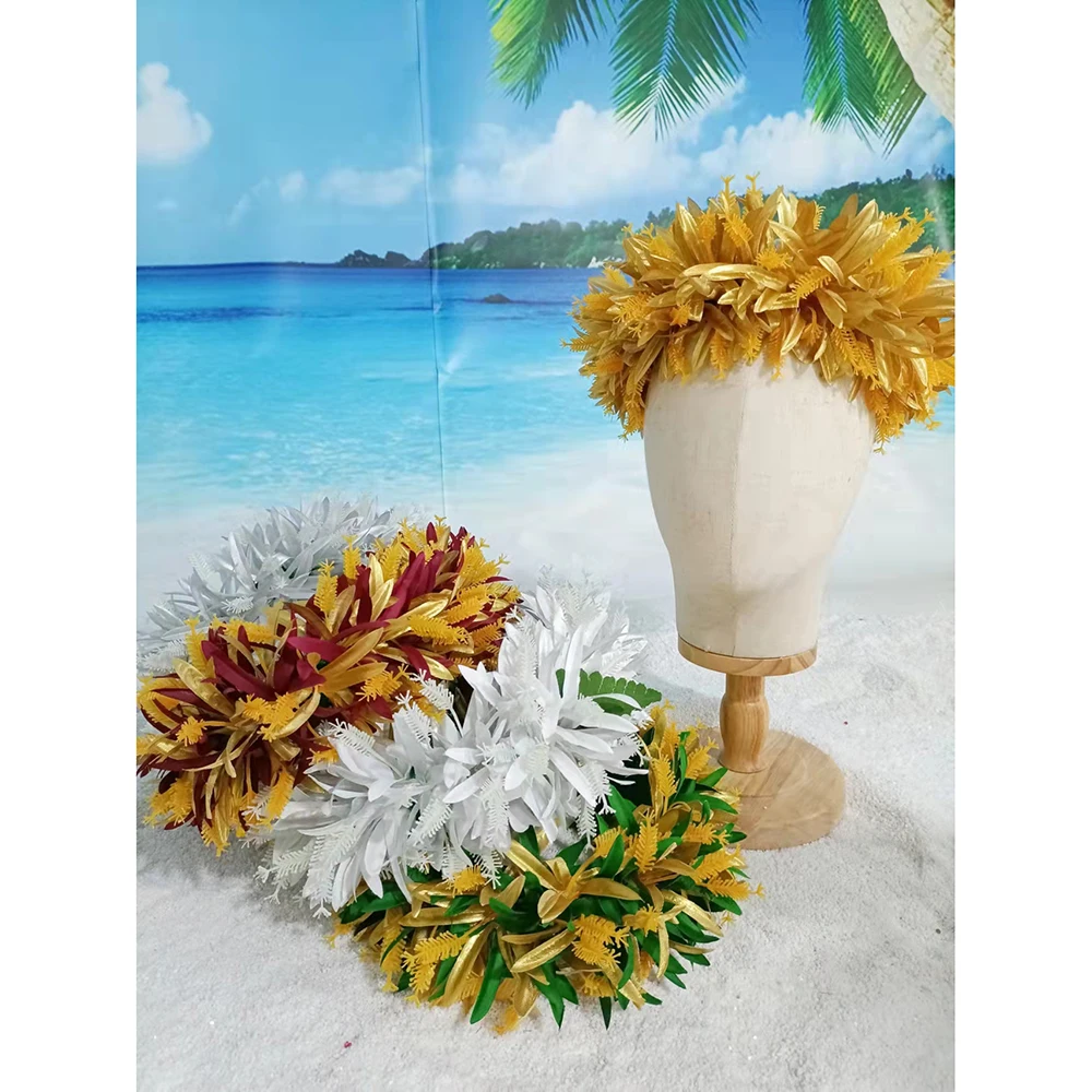 NEW Artificial Silk Flower Crown KN-hk027 Hawaiian Spider Lily Headband Haku Aloha Hula Dance Celebration Event Crown Garland