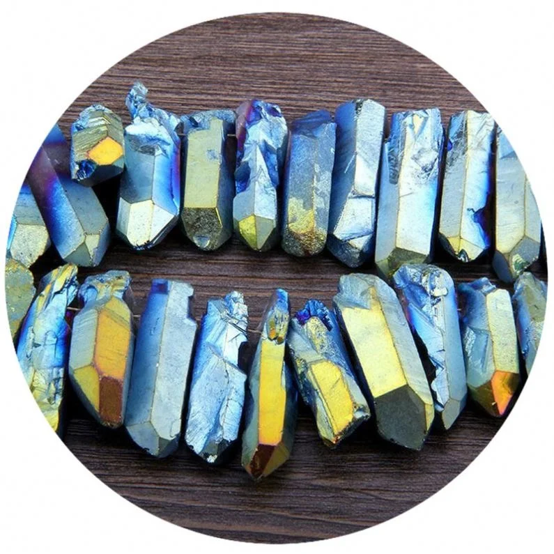 Rough Raw Quartz Point Top Drill Graduated Crystals Gemstone Beads Stick Pendants Bulk Decoration Accessories Titanium